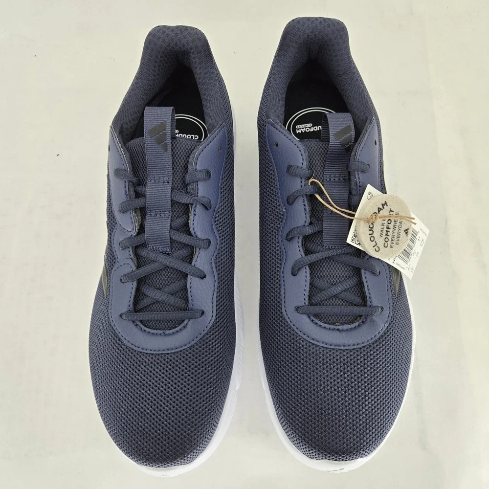 Adidas Cloudfoam Flex Laces Mens 10 Wide Navy Blue Running Shoes HQ4853 New